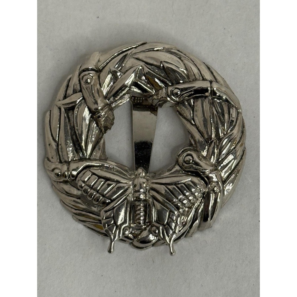 JOHN HARDY Silver Tone Butterfly Scarf Clip Brooch 2" Wreath Nieman Marcus